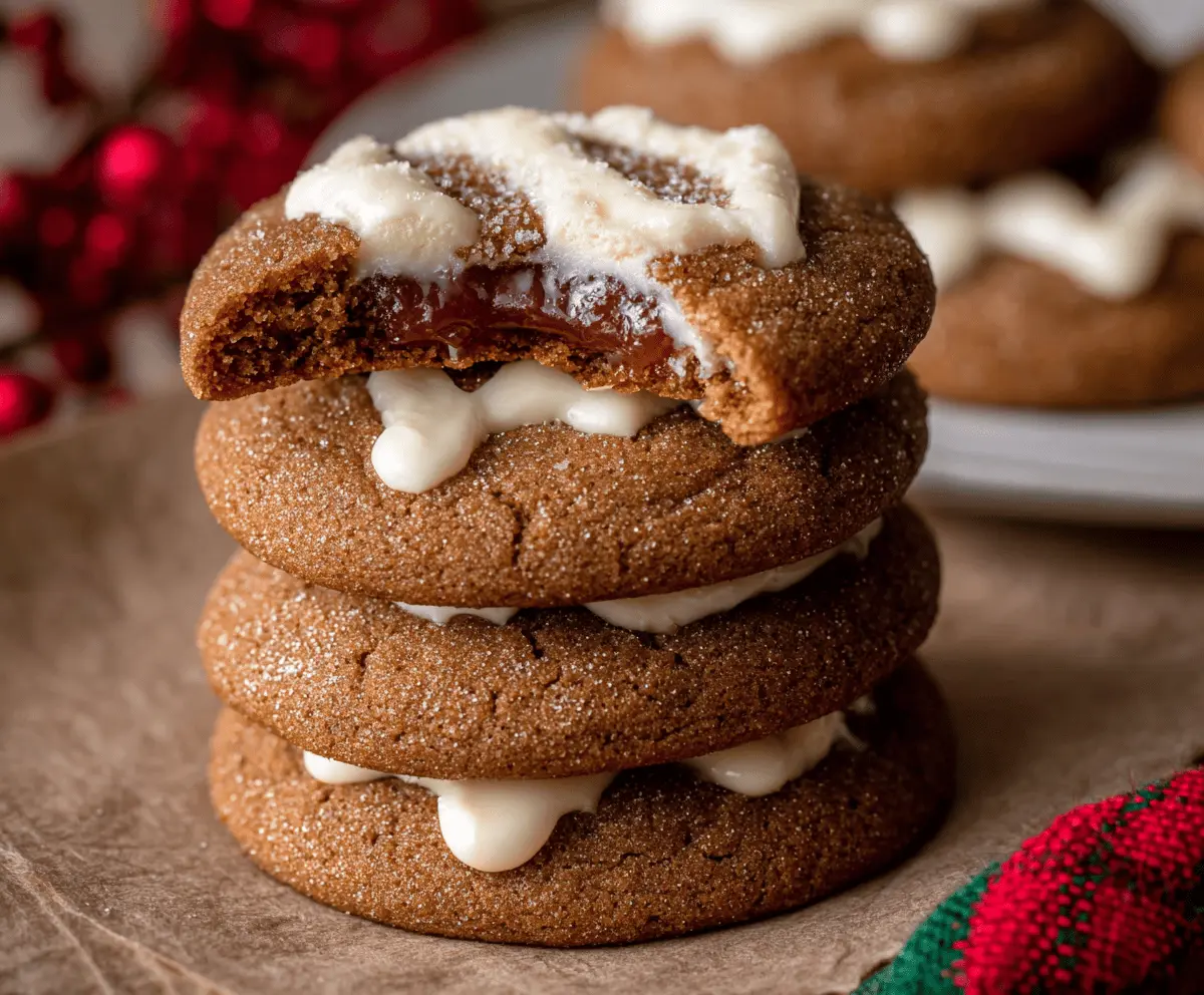 Delicious gingerbread cheesecake cookies with a festive holiday appearance.