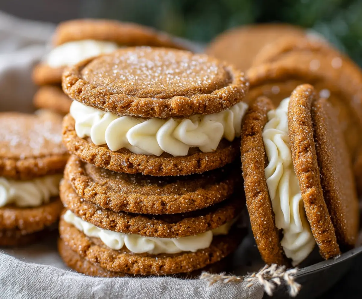 Delicious gingerbread sandwich cookies with spicy ginger flavor and creamy filling.