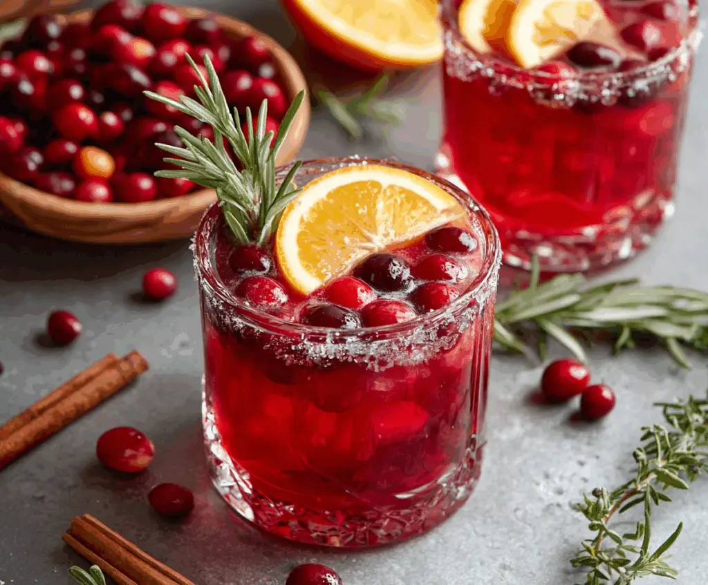 Festive holiday spiked punch cocktail with colorful garnishes in a glass bowl for celebrations.