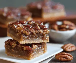 Delicious Maple Pecan Pie Bars with a golden crust and caramelized pecans on top.