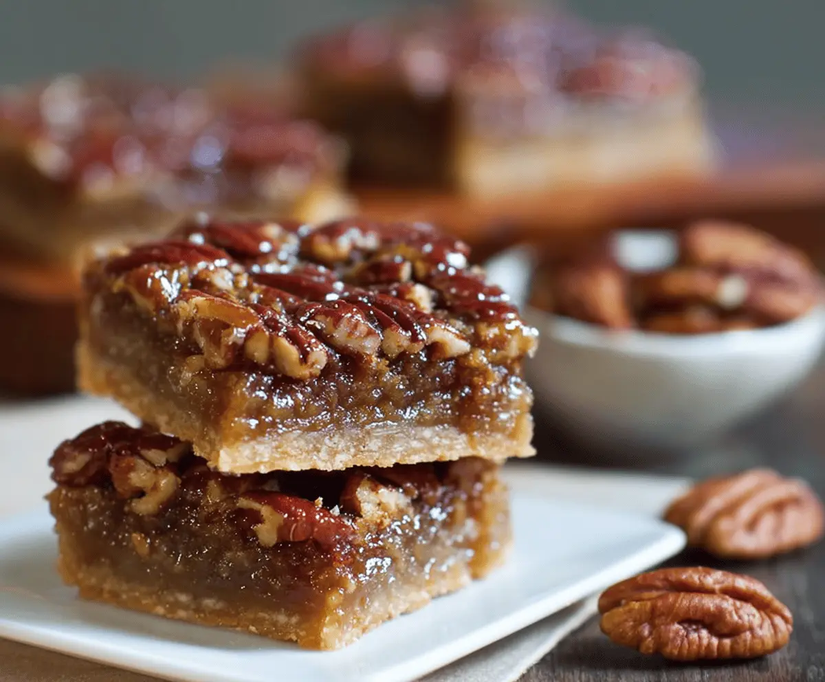 Delicious Maple Pecan Pie Bars with a golden crust and caramelized pecans on top.
