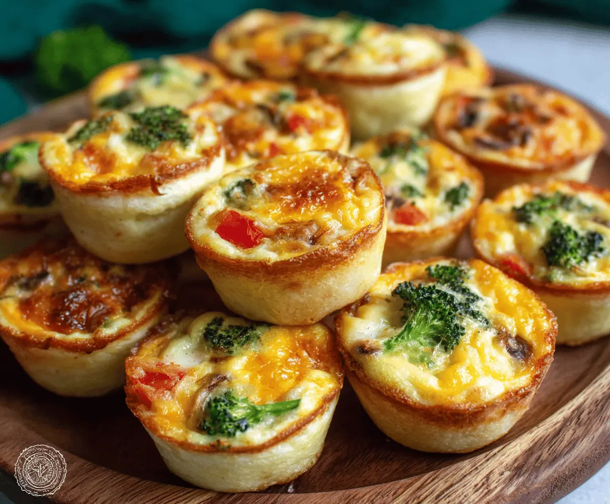 Delicious mini quiche bites with golden crust and savory filling, perfect for appetizers and snacks.