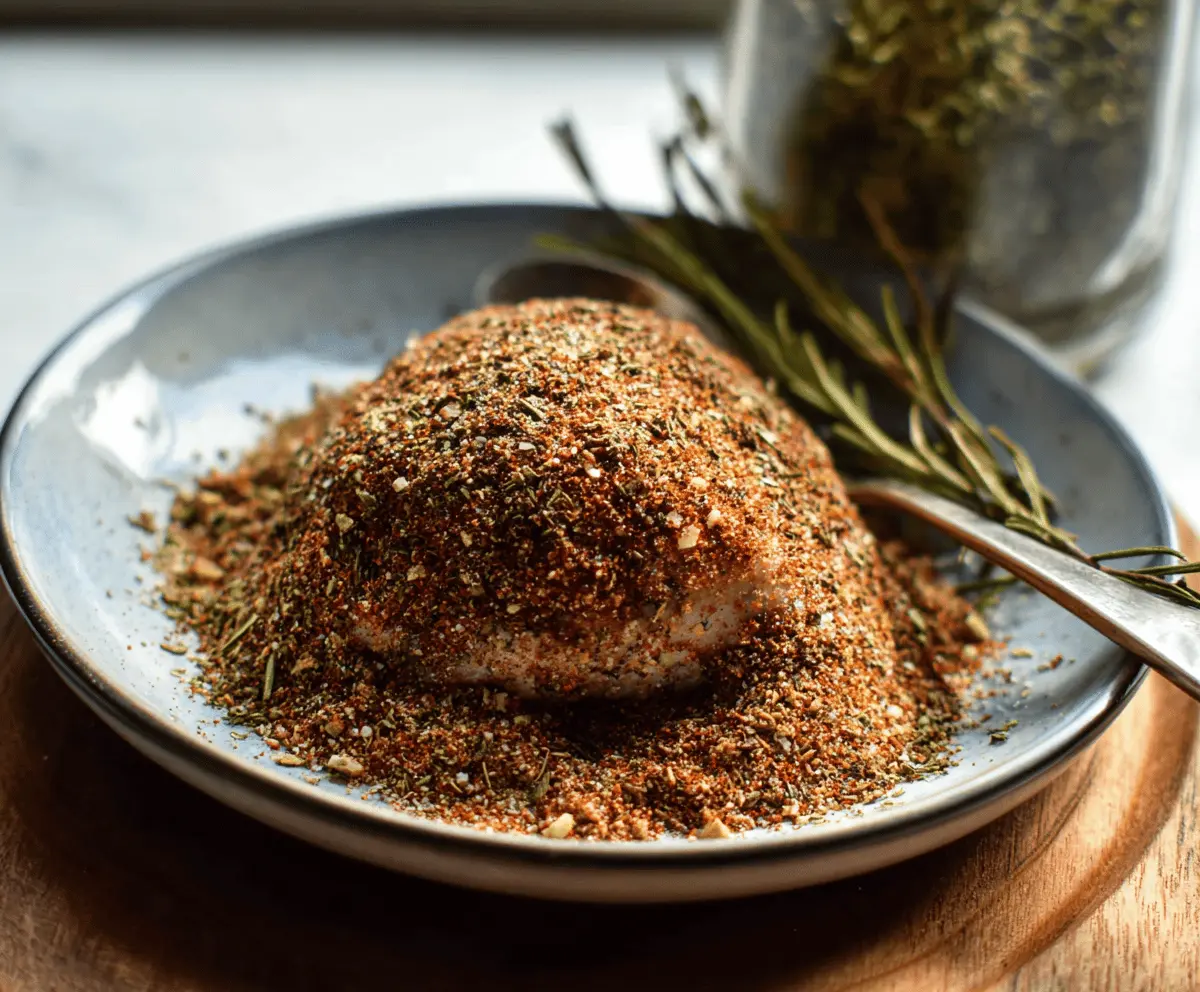Delicious homemade turkey rub with herbs and spices for flavorful poultry