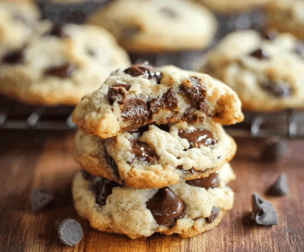 Delicious soft-batch cookies with cream cheese and chocolate chips on a baking tray.
