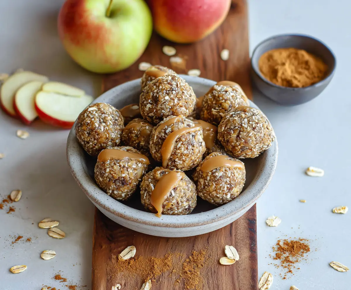 Delicious Caramel Apple Protein Bites served on a plate, perfect for a healthy snack.