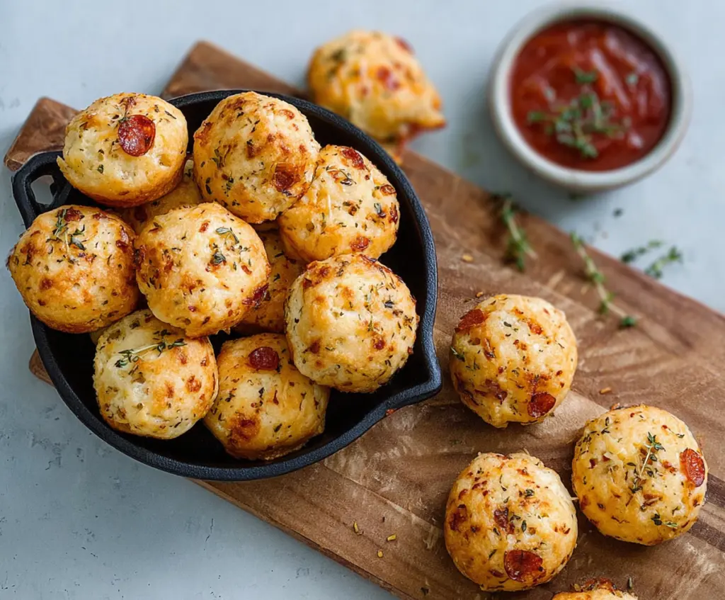 Delicious cheesy pepperoni bites on a plate, perfect for snack time and parties