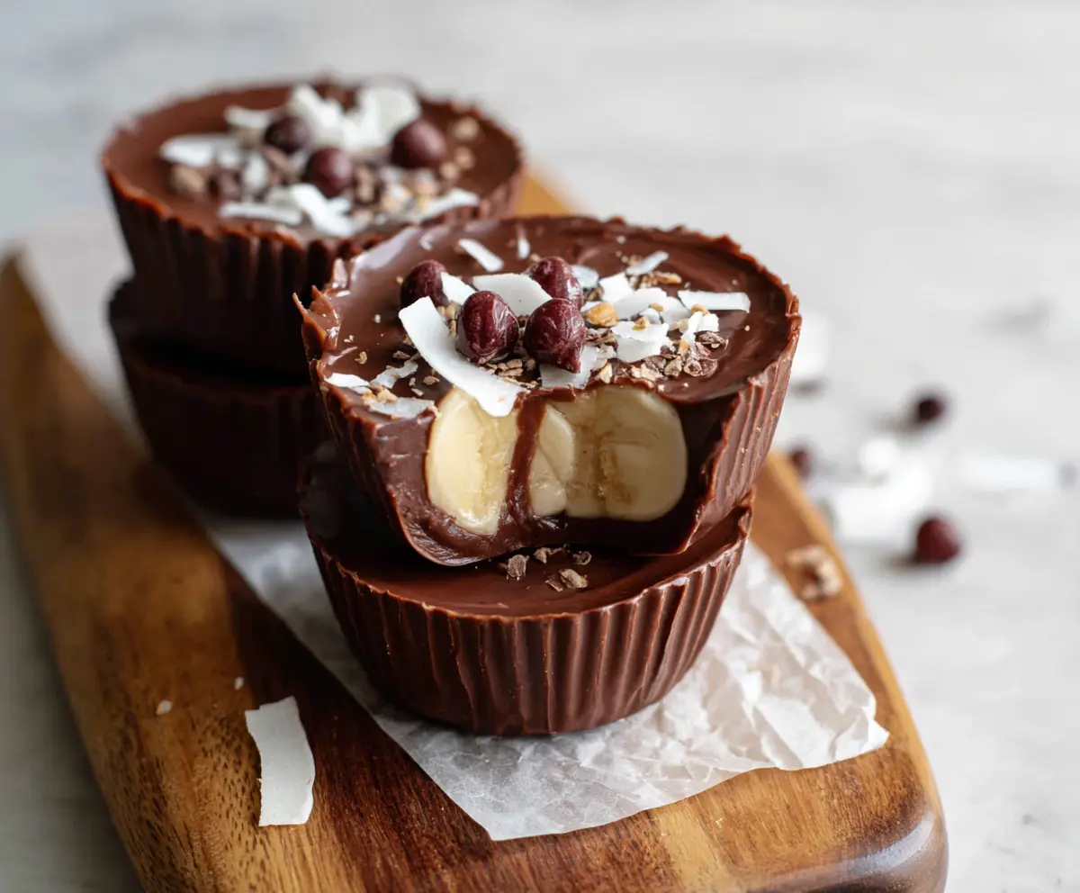 Delicious chocolate protein yogurt cups topped with fresh berries and chocolate shavings