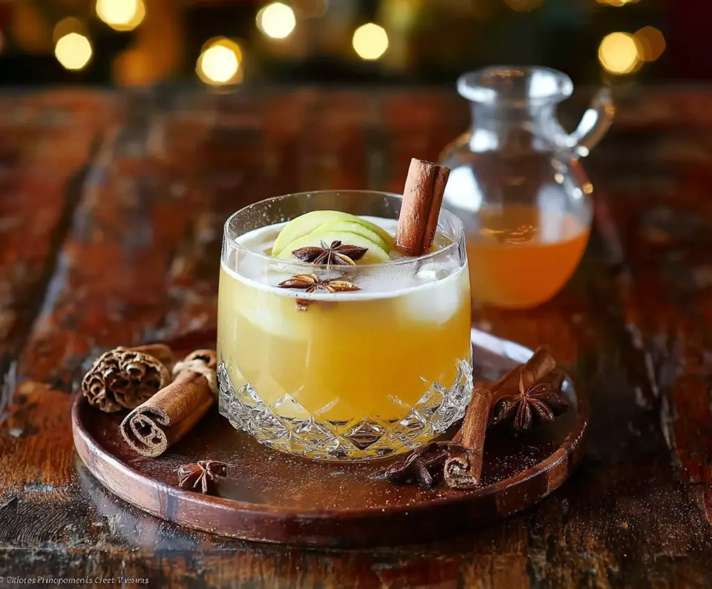 Festive Christmas Spiced Gin Punch in a glass with cinnamon and orange slices