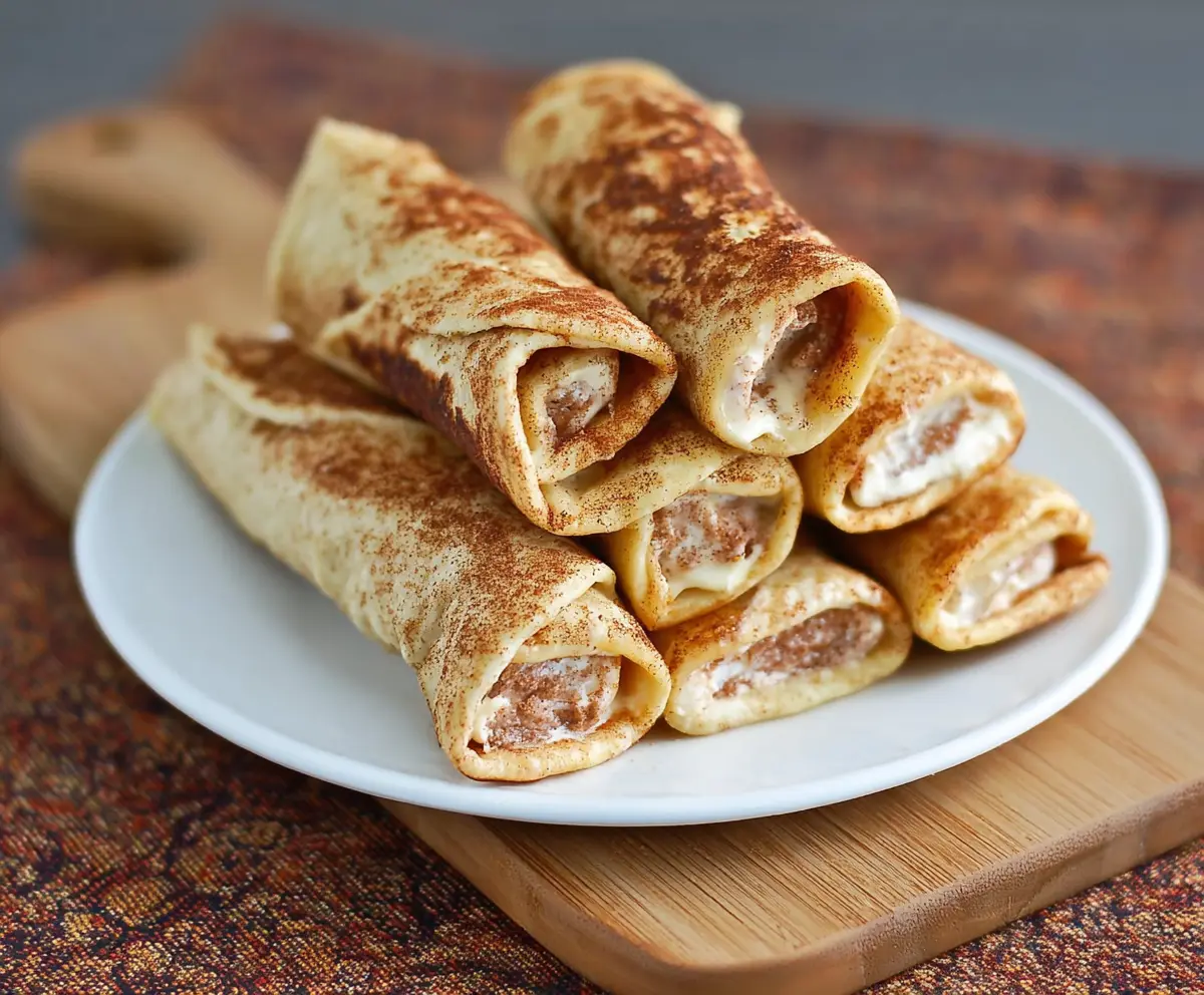 Delicious cinnamon tortilla cream cheese roll-ups served as a sweet snack or breakfast option.