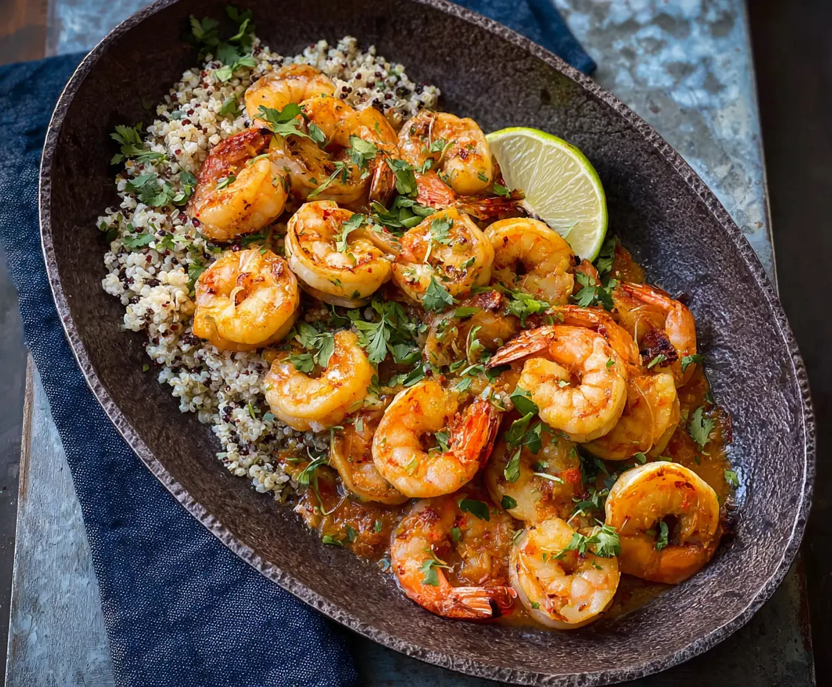 Delicious Cuban Mojo Shrimp dish with juicy shrimp marinated in flavorful citrus and herbs.