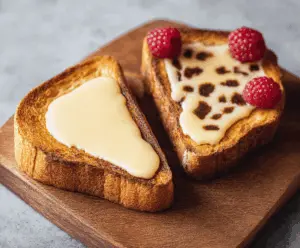 Delicious Custard Yogurt Toast topped with fresh berries for a healthy breakfast