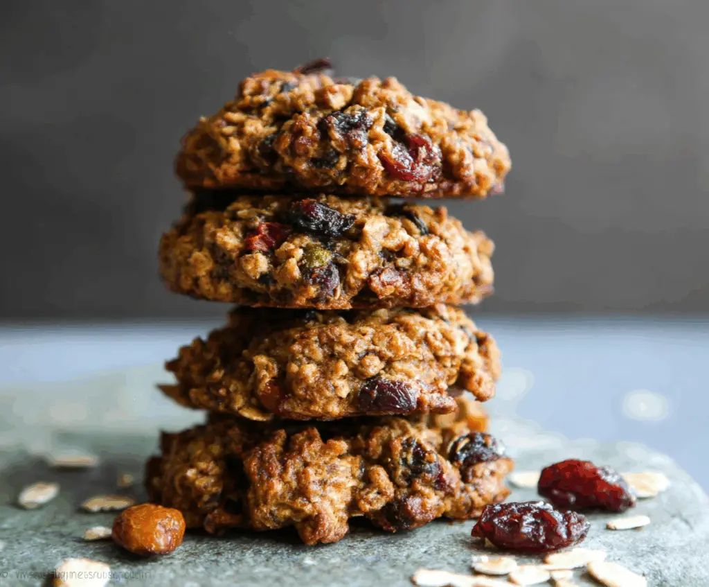 Delicious healthy breakfast cookies made with oats, nuts, and dried fruits for a nutritious start to your day.