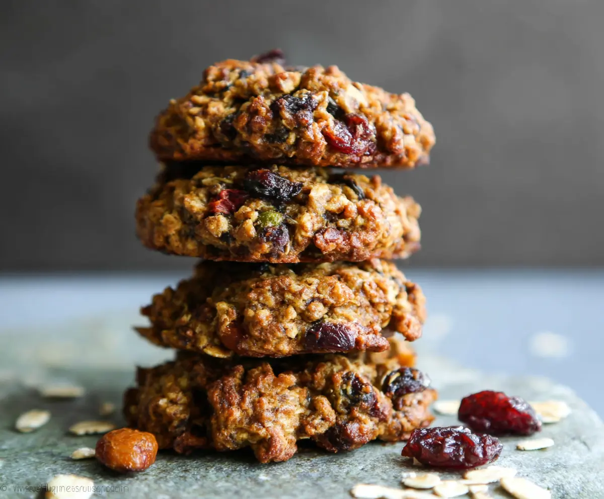 Delicious healthy breakfast cookies made with oats, nuts, and dried fruits for a nutritious start to your day.