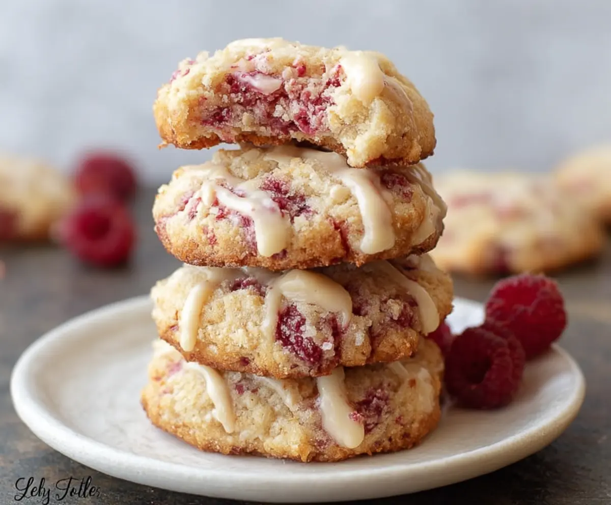 Delicious low carb raspberry cheesecake cookies with fresh raspberries and creamy cheese filling.