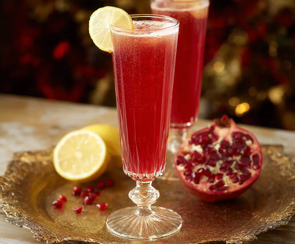 Refreshing Pomegranate Ginger Sparkler in a tall glass with pomegranate seeds and fresh ginger slices.