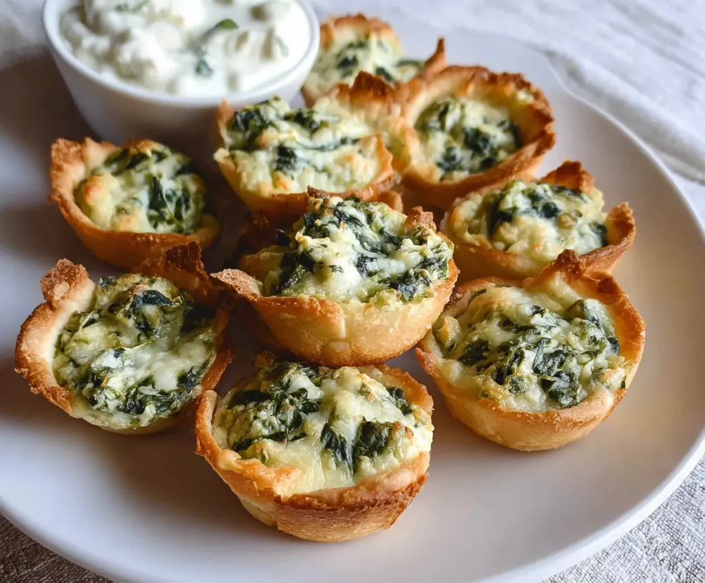 Delicious spinach dip bites served on a platter, perfect for parties and snacks.