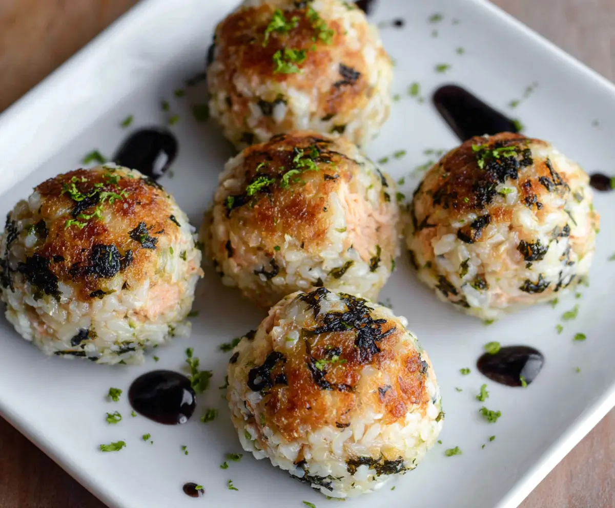 Delicious Tuna Rice Balls, a Japanese-style snack with seasoned tuna and rice shaped into bites.