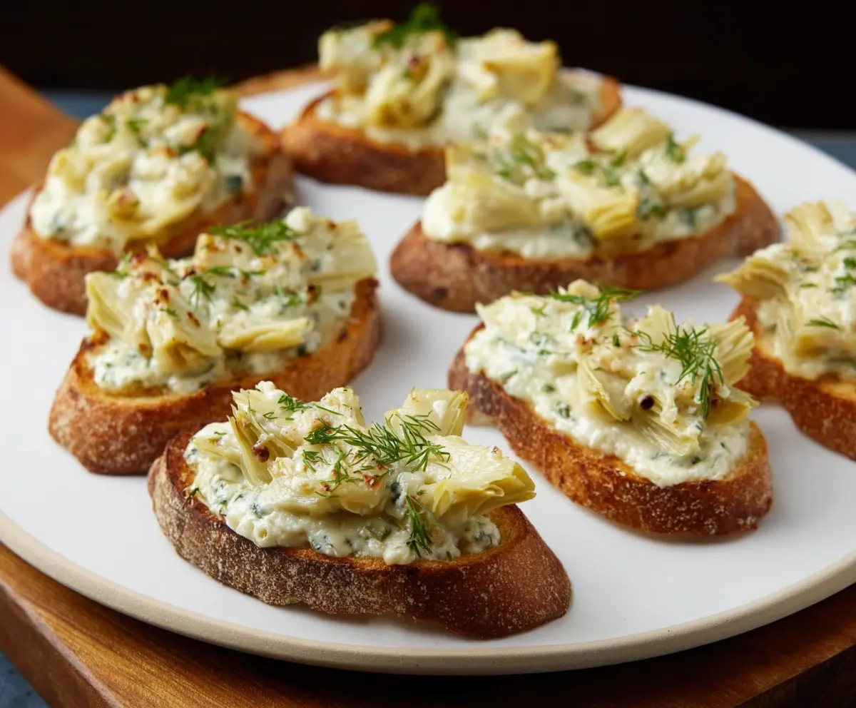 Delicious artichoke bruschetta with fresh herbs and crispy toasted bread