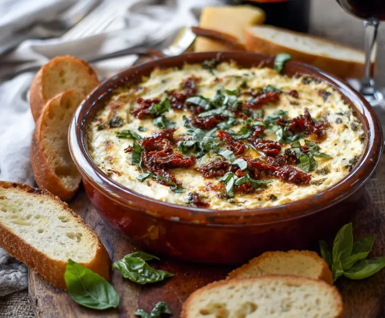 Baked Pesto And Sun-dried Tomato Dip