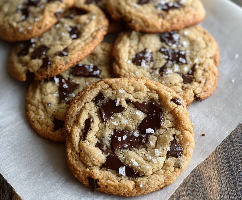 Delicious Brown Butter Sourdough Discard Cookies fresh out of the oven with golden edges