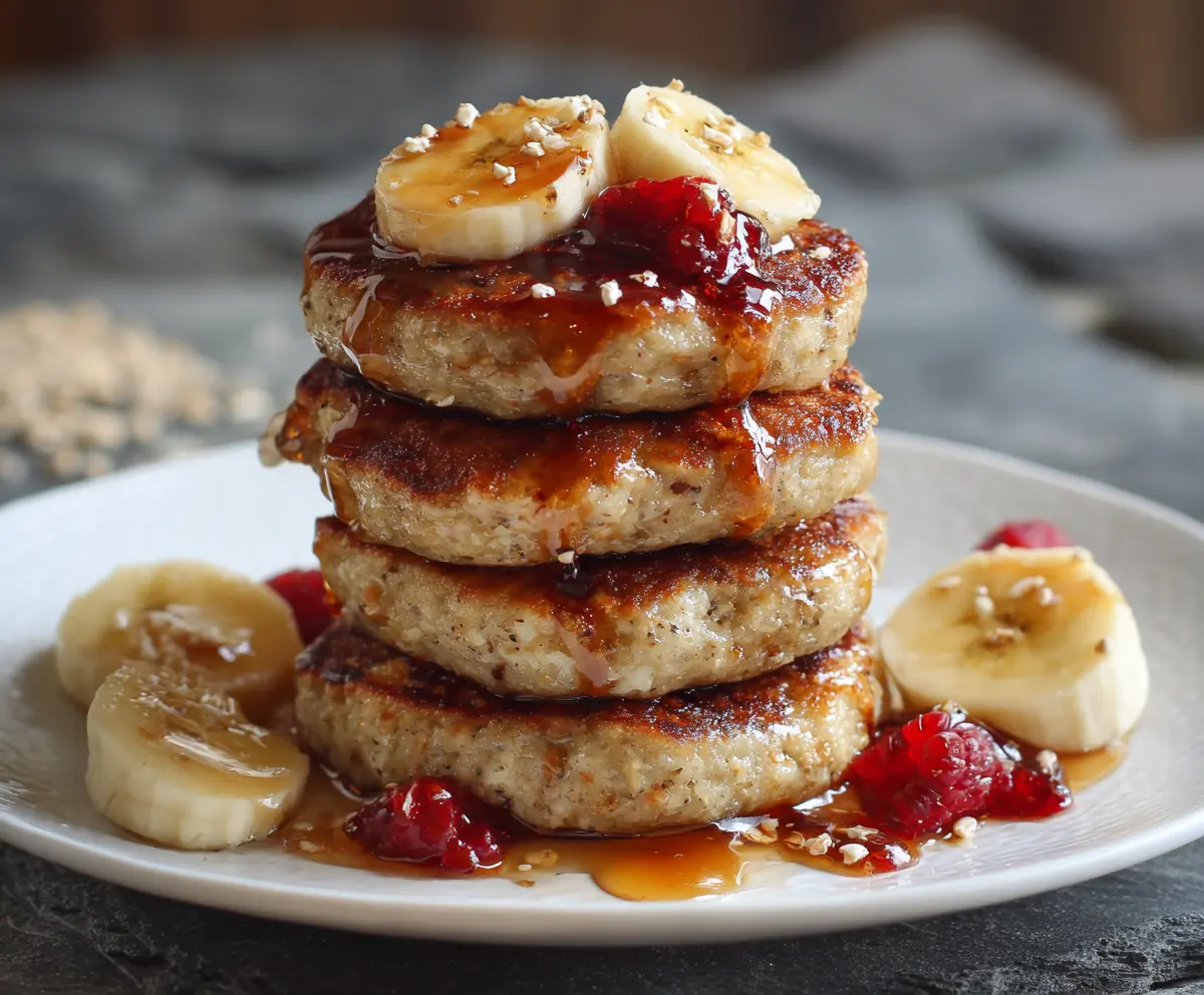 Delicious cottage cheese banana oat pancake bites served on a plate, perfect for healthy breakfast or snack.