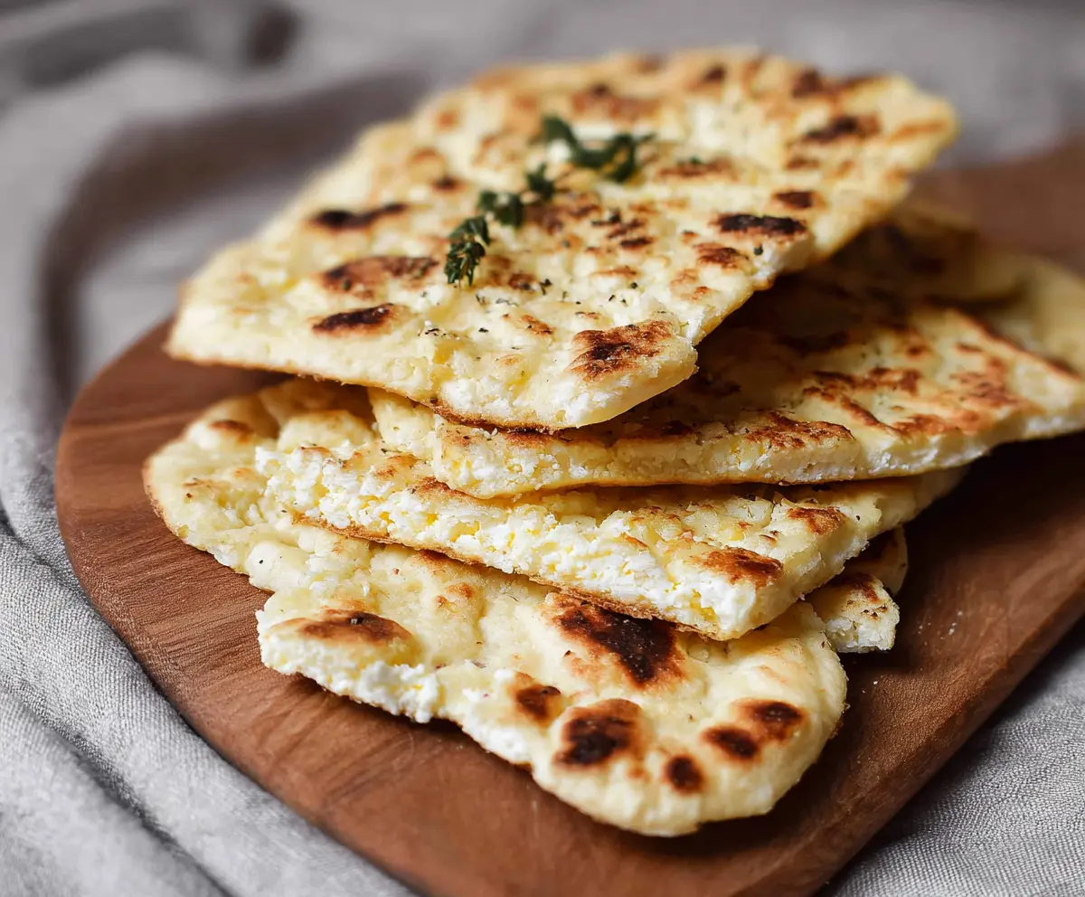 Delicious home-cooked cottage cheese flatbread on a rustic plate, perfect for a healthy snack or meal.