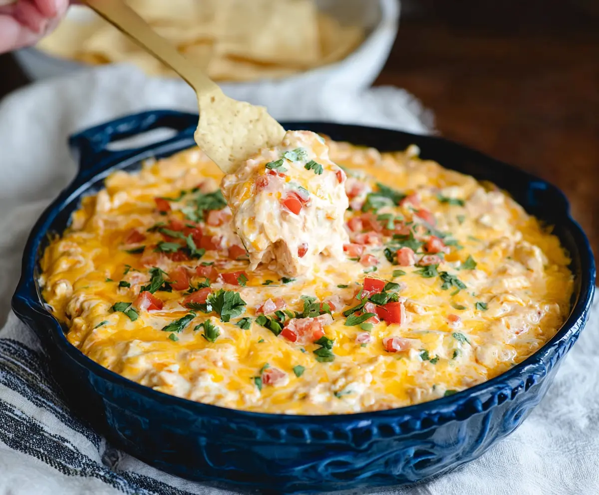 Cream Cheese Rotel Dip served in a bowl, perfect for parties and snacks.