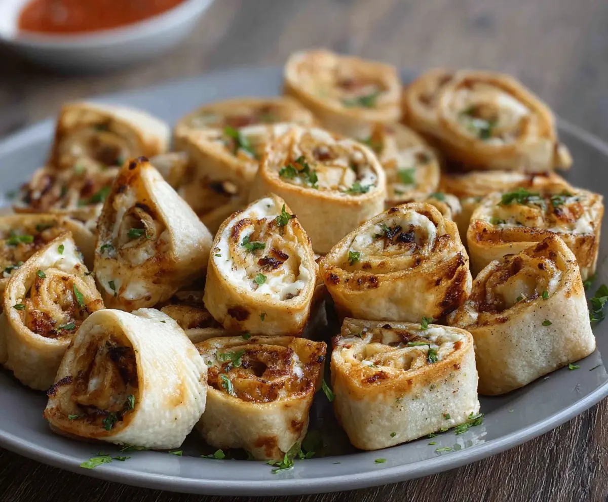 Delicious Cream Cheese Tortilla Bites served as a tasty appetizer with a golden, crispy appearance.
