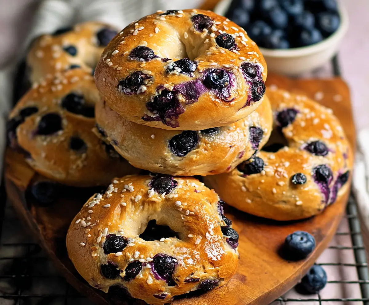 Delicious homemade blueberry bagels made with just four simple ingredients, perfect for breakfast or snacks.