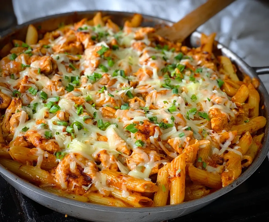 Delicious Chicken Enchilada Pasta with a cheesy, flavorful sauce and tender chicken pieces.