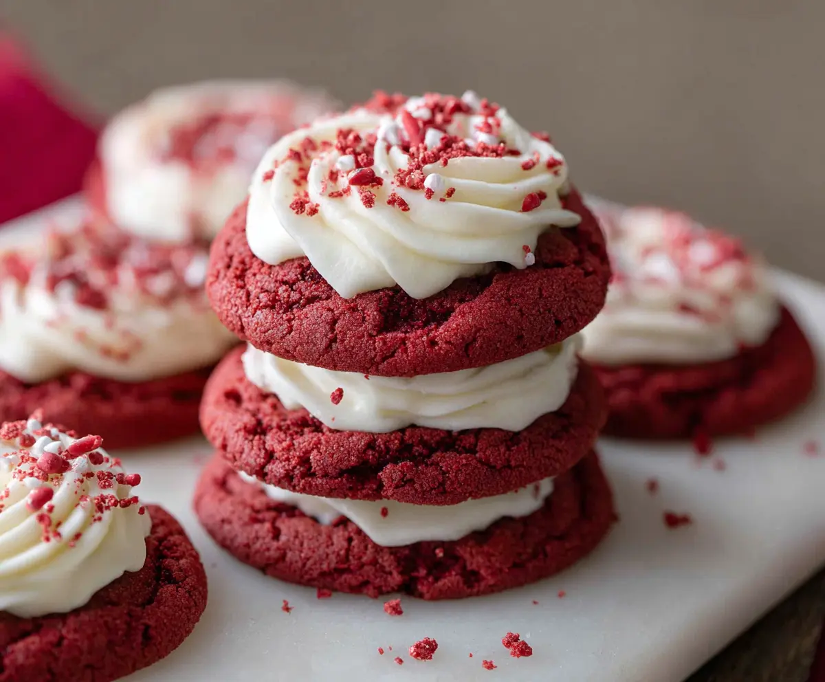 Delicious Crumbl Red Velvet Cupcake Cookies with rich red velvet flavor and creamy frosting