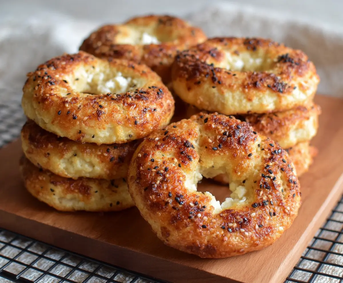 Delicious keto cottage cheese bagels fresh out of the oven, perfect for low-carb breakfast.