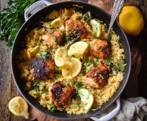 Delicious Lemon Chicken served with flavorful rice, perfect for a nutritious meal.