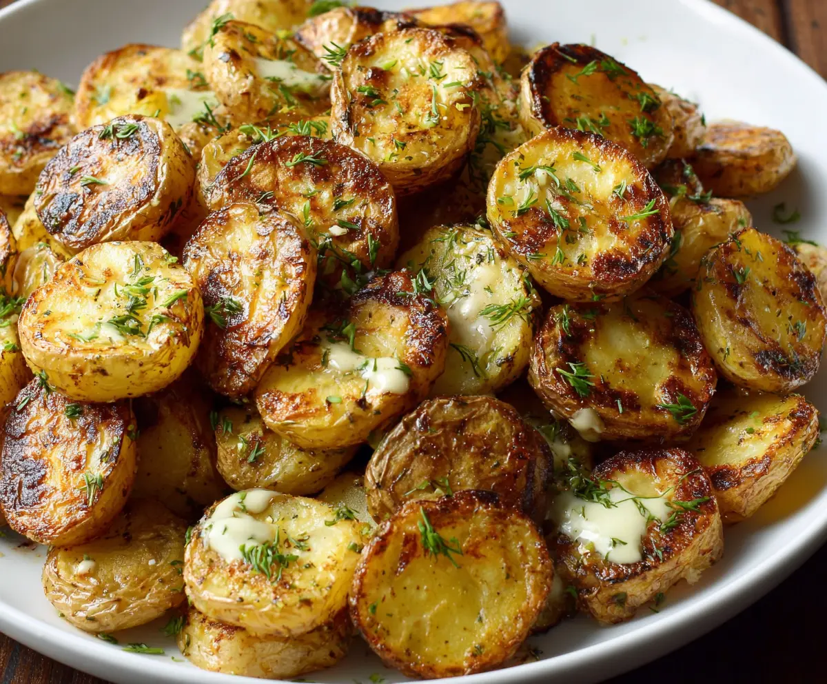 Creamy ranch seasoned potatoes as a delicious side dish.